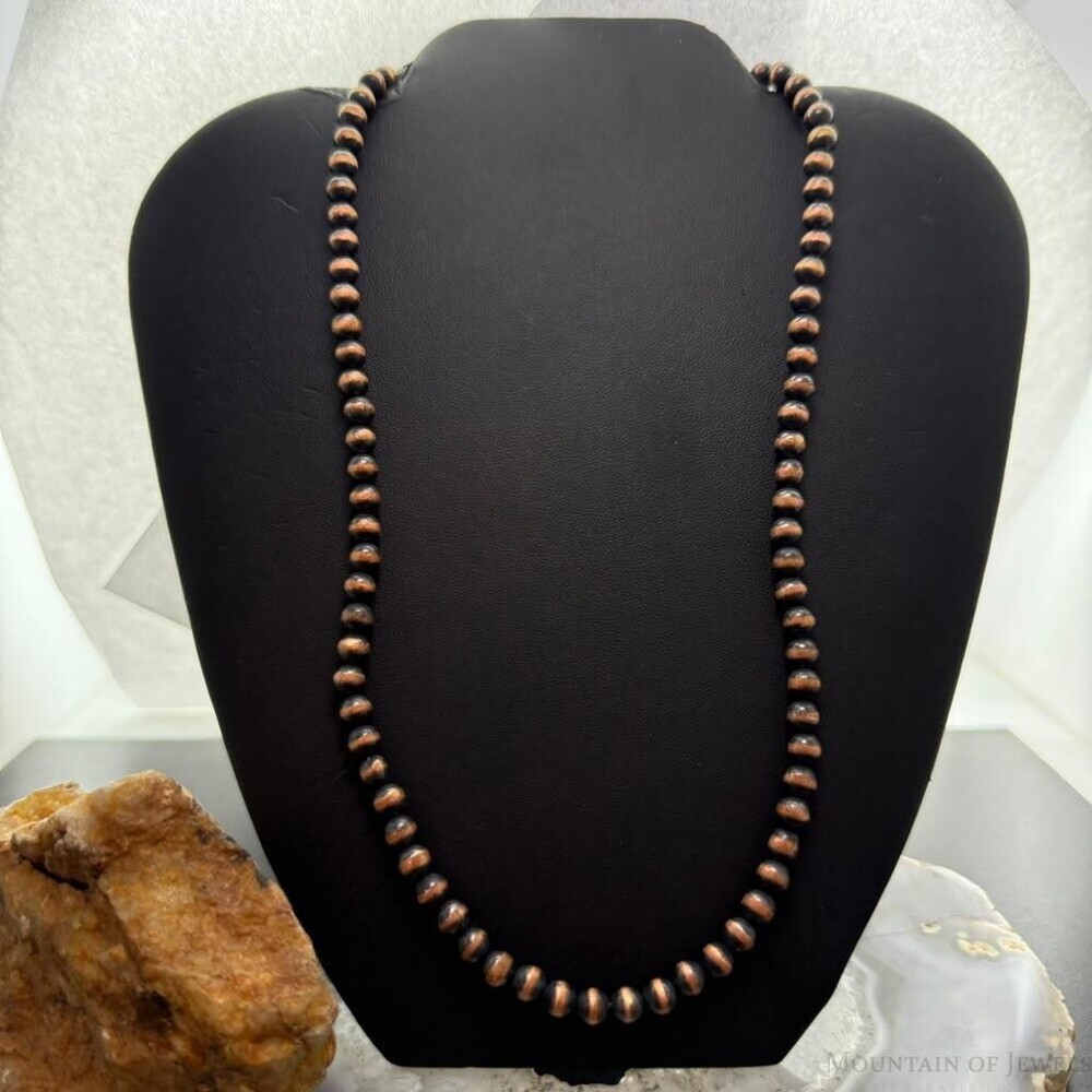 Copper Navajo Pearl Beads 6 mm Necklace Length 20"-24" For Women